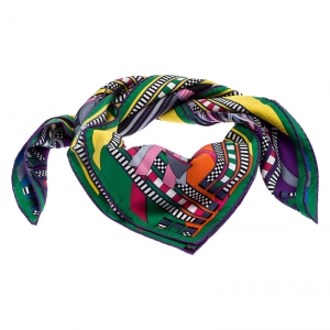 Hermes Multicolor Printed Brides Et Gris Gris Silk Scarf