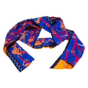 Hermès Bicolor Brides De Gala Silk Maxi Twilly Scarf