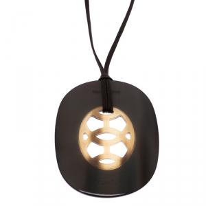 Pre Owned Hermes Lift Horn Lacquered Wood Long Cord Pendant Necklace