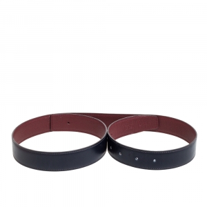 Pre Owned Hermes Blue Indigo/Rogue Leather Reversible Belt Strap 90CM