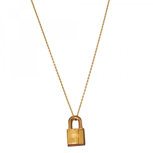 Pre Owned Hermès Brown Leather Small O'Kelly Pendant Necklace