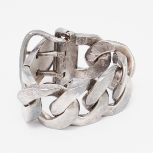 Pre Owned  Hermes Boucle Sellier Silver Chain Link Bracelet 