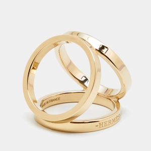 Pre Owned Hermes Trio Permabrass Gold Tone Scarf Ring
