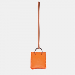Hermes Orange Lambskin and Swift Leather Milo Bag Charm