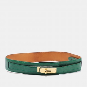 Hermes Vert Bengal Courchevel Leather Kelly adjustable Belt 70CM