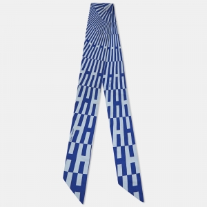 Hermes Blue Op H Silk Twilly Scarf