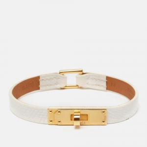 Pre Owned Hermès  Micro Kelly White Leather Bracelet M