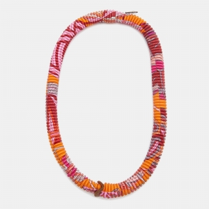 مملوكة مسبقًا Hermès Multicolor Print Petit H Pleated Silk Long Necklace
