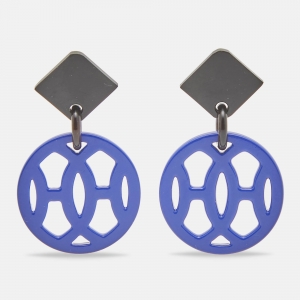 مملوكة مسبقًا Hermes Hava Buffalo Horn Silver Tone Earrings