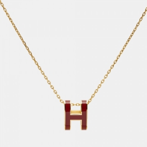Hermes Pop H Enamel Gold Tone Necklace
