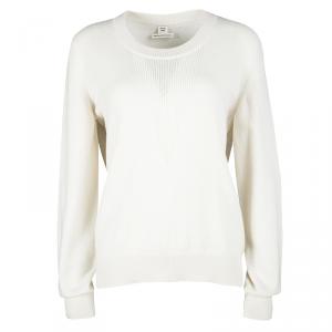 Hermes Cream Perforated Knit Detail Cashmere Sweater M
