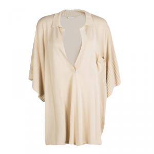 Hermes Beige Knit Open Side Detail Oversized Top L