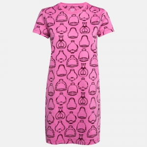 Hermès Pink Cotton Jersey Fantaisie d'Etriers Straight Dress S