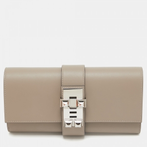 Hermes Gris Asphalte Swift Leather Medor 23 Clutch