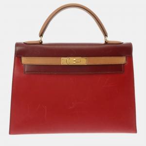 Hermes Red Box Leather Kelly Sellier Bag
