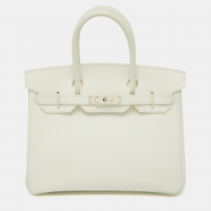 Hermès  Blanc Epsom Leather Palladium Finish Birkin 30 Bag