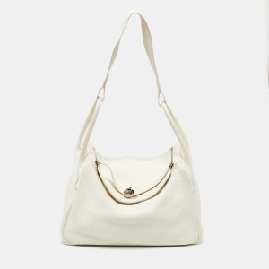 Pre Owned Hermès White Taurillon Togo Leather Palladium Finish Lindy 34 Bag
