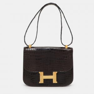 Hermes Brown Crocodile Vintage Constance 23 Bag