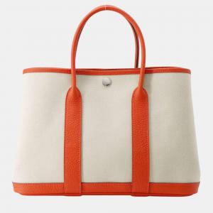Hermes Garden Party Beton/Capucines Toile Negonda Leather Size Tpm