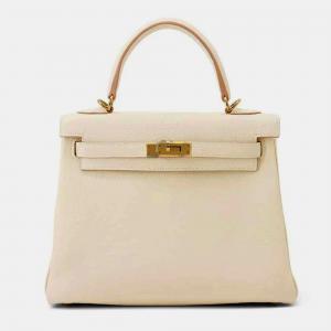 Hermes Kelly Retourne Craie Togo Leather Size 25