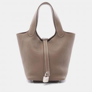 Hermes Picotin Lock Etoupe Y  Taurillon Clemence Bag
