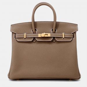Hermes Birkin 25 Etoupe Togo Leather Bag