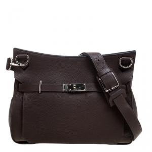 Hermes Cacao Taurillon Clemence Leather Jypsiere 37 Bag