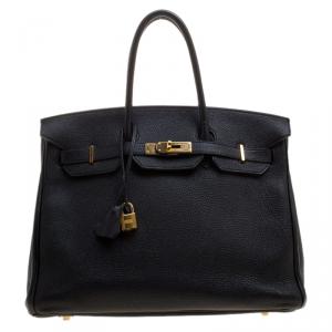 Hermes Black Togo Leather Gold Hardware Birkin 35 Bag