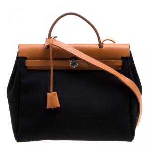 Hermes Tan/Beige Canvas and Leather Herbag 31 Bag