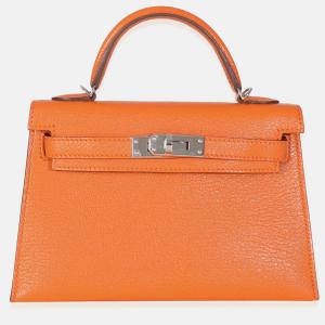 Hermes  Sellier Mini Kelly 20  Feu Verso Mysore Chevre Bag