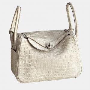 Pre Owned Hermes Lindy 26 Etoupe Matte Crocodile Palladium Hardware