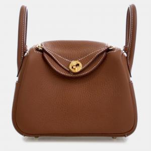 Pre Owned Hermes Brown Mini Clemence Lindy 20