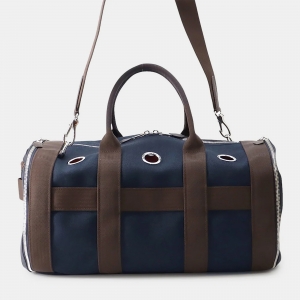 مملوكة مسبقًا Hermes Dog Navy/Brown Canvas Carrier 2-Way Shoulder Bag 