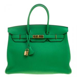 Hermes Bambou Clemence Leather Gold Hardware Birkin 35 Bag