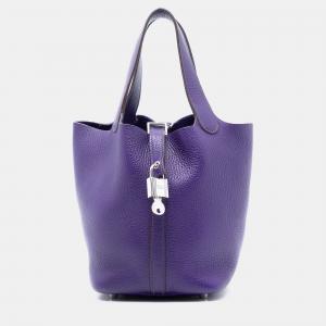 Pre Owned Hermes Purple Clemence Picotin Lock 18