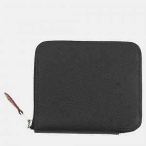 Pre Owned Hermes Azap Compact Silk In Black Epsom