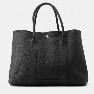 Pre Owned Hermes Garden Party Black Negonda Leather Size Pm