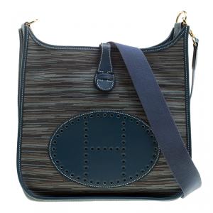 Hermes Blue Izmir Vibrato Multicolor Leather Evelyne I PM Bag