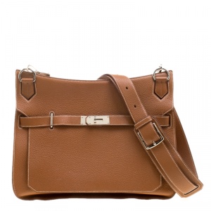 Hermes Brown Clemence Leather Palladium Hardware Jypsiere 37 Bag