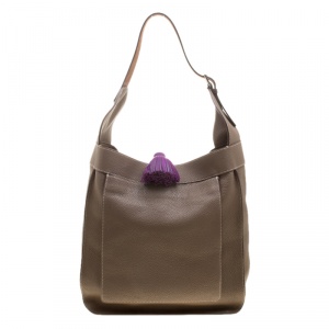 Hermes Etoupe Clemence Leather Palladium Hardware Marwari GM Bag