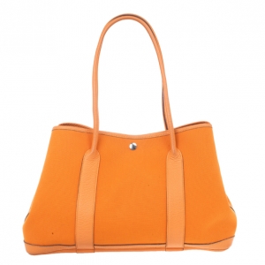 مملوكة مسبقًا Hermes Canvas Leather Garden Party Tote Bag
