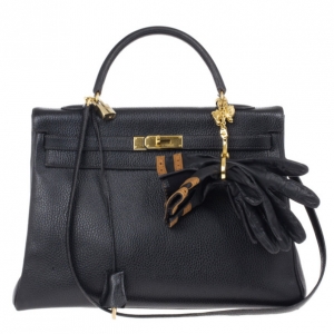 Hermes Vintage Black Kelly 35
