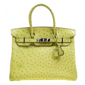 Hermes Olive Green Ostrich Palladium Hardware Birkin 30 Bag