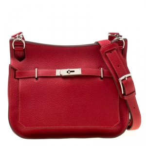 Pre Owned Hermes Rouge Garance Togo Leather Jypsiere 28 Bag