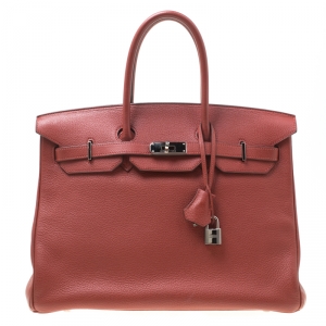 Hermes Sienne Leather Palladium Hardware Birkin 35 Bag