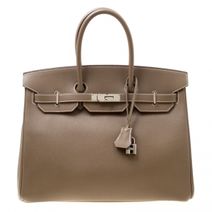 Hermes Etoupe Epsom Leather Palladium Hardware Birkin 35 Bag