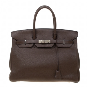 Hermes Cacao Togo Leather Palladium Hardware Birkin 35 Bag