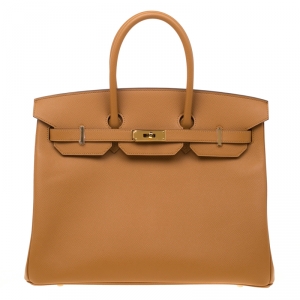 Hermes Jaune d'or Epsom Leather Gold Hardware Birkin 35 Bag