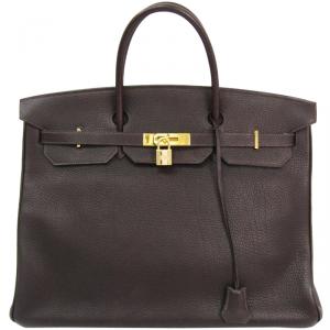 Hermes Ebene Togo Leather Gold Hardware Birkin 40 Bag