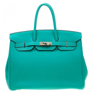 Hermes Menthe Togo Leather Palladium Hardware Birkin 35 Bag